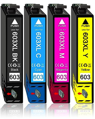 4er 603xl Multipack kompatibel mit Epson 603 603XL für XP-2100 XP-2105 XP-2155 XP-3100 XP-3105 XP-3150 XP-3155 XP-4105 XP-4155 WF-2810 WF-2820 WF-2830 WF-2835 WF-2840 WF-2845 WF-2850 WF-2870