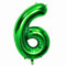 Oblique Unique® Folien Luftballon mit Zahl Nummer 0-9 Folienballon für Kinder Geburtstag Jubiläum Silvester Party Deko Ballon Grün - Zahl wählbar (Nr 6)