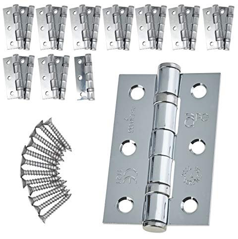 Door Hinge 3 / 76mm Polished Chrome Ball Bearing Washer CE Grade 7 for Fire Door 10 Pair