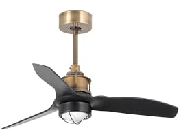 FARO BARCELONA JUST FAN LED Deckenventilator, Antik-Gold/Schwarz, 81 cm