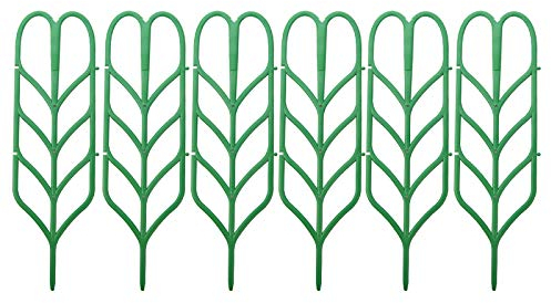 JYCAR 6 Stück Kletterpflanzen-Rankhilfen in Blattform, Rankhilfe für Kletterpflanzen, Kunststoff-Blumenständer, Kletterständer, für Ranken, Gemüse (H35 x 9 cm)