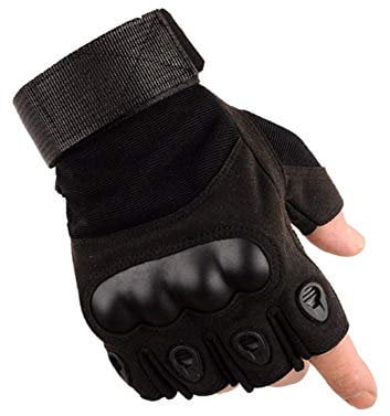 Half Finger Gloves for Men and Women Hard Knuckle Gloves for Outdoor Sports and Work Suitable for Cycling Motorcycle Hiking Climbing Lumbering Heavy Industry M-Black