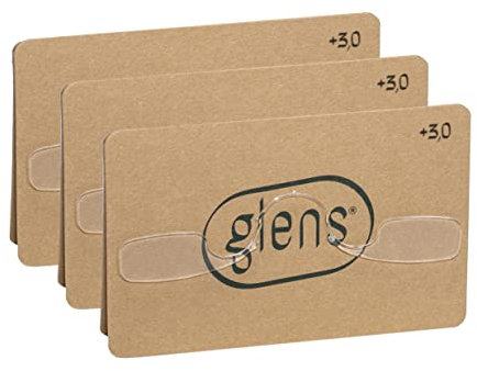 glens Mini Lesebrille | Lesebrille +3.0 in ECO Pack | Packung mit 3 rutschfesten Lesebrillen für Herren und Damen | Armlose Notfallbrille im Taschenformat | Erhältlich in verschiedenen Stärke