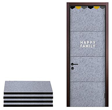 Paquet de 4 panneaux de feutre acoustique,100 * 50cm auto-adhésif Mur de coton d'isolation phonique,Autocollants de porte insonorisés décoration de porte à la maison silencieux de (Color:gris)