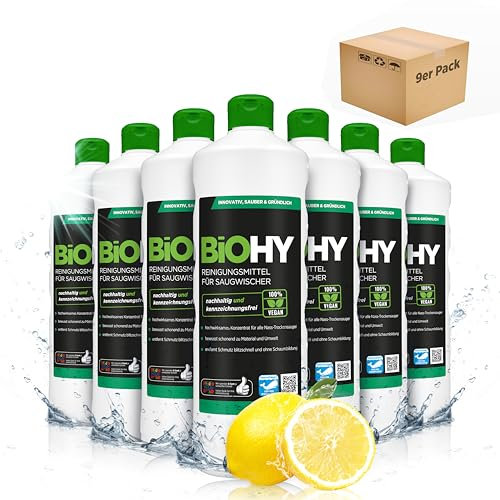 BiOHY Reinigungsmittel für Saugwischer mit Frischeduft (9 x 1 Liter) | 1:200 Konzentrat für alle Nass-Trockensauger | ideal für Fliesen, PVC, Parkett, Laminat & Teppich | streifenfreier Glanz