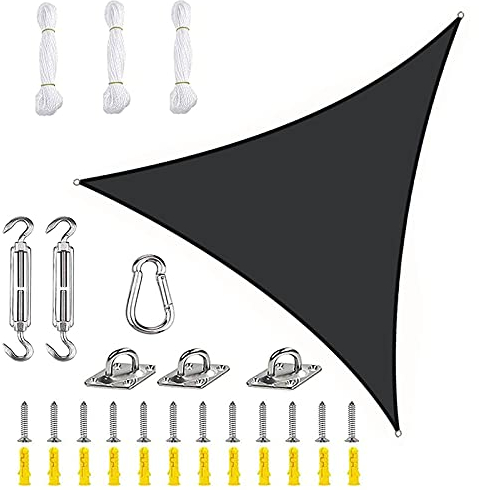 PYapron Sonnensegel Sonnenschutz Dreieck Polyester Windschutz Wetterschutz Wasserabweisend Imprägniert 95% UV Schutz Mit Seilen Und Befestigungs Kit Für Outdoor Garten,#13,6x6x6m