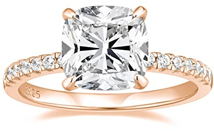 Zakk Damen Ringe Verlobungsring Silber 925 Zirkonia Solitärring Partnerringe Eheringe Trauringe Freundschaftsringe Hochzeitsringe Versprechen Ring (Rosegold,51 (16.2))