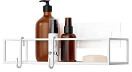 Umbra Cubiko Mensola per Doccia, Senza Foratura, con Ganci, Metallo, Bianco, Taglia Unica