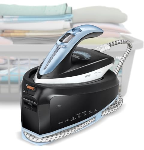 MPM MZE-23 5,5 Bar, Ferro da Stiro, Suola in Ceramica, Funzione Verticale, Corsa Vapore 400 g/min, Serbatoio 1,5 l, autopulente, Auto off, 3000 W, Grigio