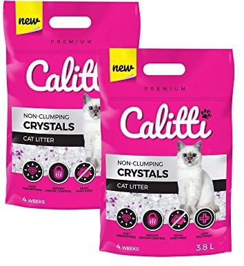 KAHU by CALITTI Micro Silikat Katzenstreu • Premium Crystals Silikatstreu • Saugstark Kiselgel • Katzensand • Staubfrei • Klumpfrei • 2er Pack (7,6L) • Feinheit: Crystals