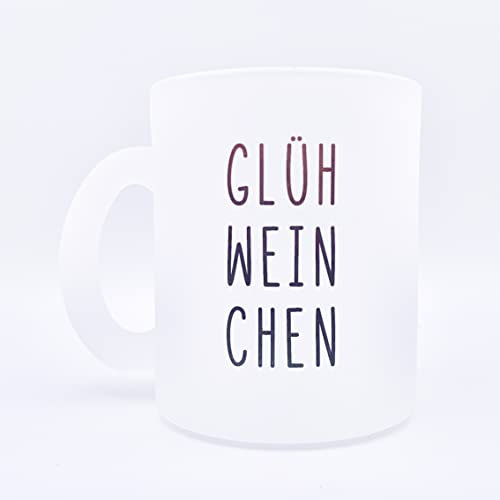 Personalisierte Glastasse Glitzer Tasse Weihnachtstasse mit eigenen Namen. Schönes Geschenk für Oma, Opa, Mama, Papa, Freundin, Glühwein, Kakao, Kinder, Nikolausgeschenk (Glühweinchen - Schwarz, Glas)