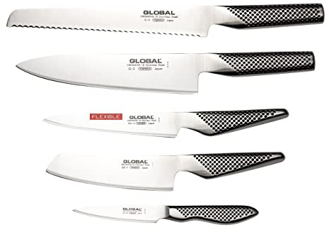 Global Knives G-2951138 5 Piece Knife Set, CROMOVA 18 Stainless Steel