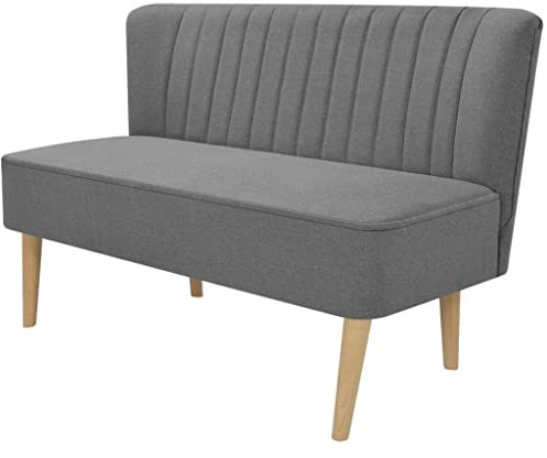 KOIECETA Sofa 2-Sitzer Stoff Stoffsofa Loungesofa Polstersofa Couch Stoff 117 x 55,5 x 77 cm (Hellgrau)