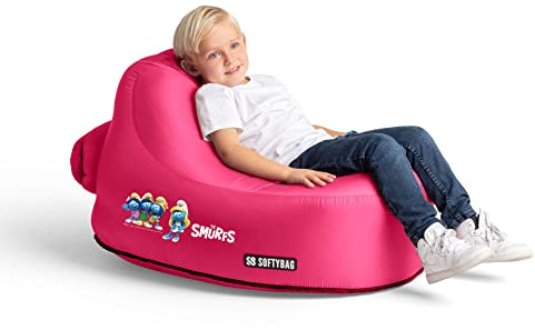 Softybag Chair Kids (Pink) | Kindersessel und Pouffe für drinnen und draußen | Sitzsack Sessel für Kinder | Bequem und leicht, einfach zu transportieren und aufzublasen