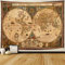 803 Wandteppich Retro Weltkarte Vintage Seekarte Nostalgischer Stil Historischer Atlas Wandbehang Dekoration Wanddekoration Groß Tischdecke, Für Picknick, Wohnzimmer, 130x150cm