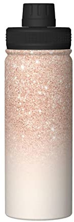MIXMEY Rose Gold Faux Glitter Print 18oz Sports Insulated Kettle,Practical Double-Layer Stainless Steel Kettle