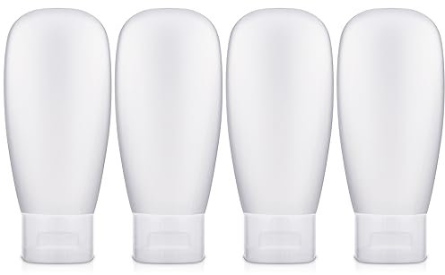 Thinp 4 Pack Travel Bottles for Toiletries, 60ml Portable Leak Proof Travel Containers for Toiletries Travel Toiletry Bottles Refillable Squeeze Bottles for Shampoo Body Lotion Bath Shower Gel