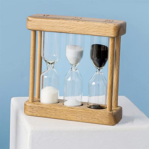 Temporizador de arena de madera 3 en 1, mini reloj de arena, decoración creativa de arena, pequeños adornos, reloj de cocina, gestión del tiempo, 1, 3, 5 minutos, cristal para cocinar, máscara de yoga
