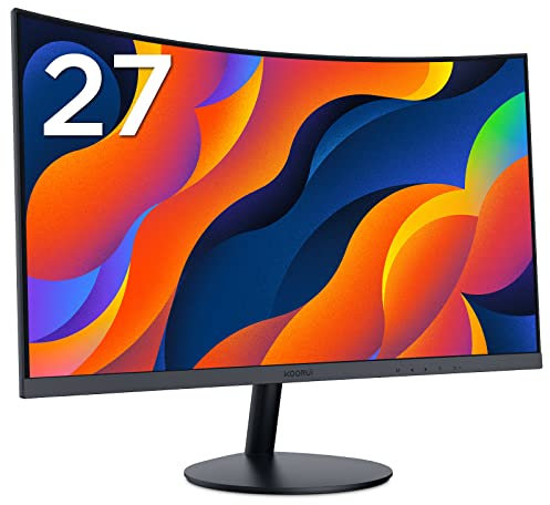 Monitor Curvo KOORUI: Monitor de computadora Curvo FHD de 27 Pulgadas, curvatura 1800R, Panel VA, 75 Hz, Monitor de Juegos VGA, Cuidado de los Ojos, Ajuste de inclinación, HDMI, Negro 27N5C