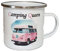 Dreambase Retro Emailletasse, Becher, Geschenk-Idee, Camping - Zelten, 300ml (Camping Queen)
