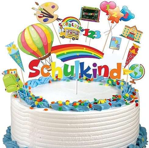 Schulkind Tortendeko, Schulanfang Cupcake Topper Dekorationen Kuchendeko Schulanfang ABC 123 Torten Cupcake Deko für Jungen Mädchen Schulanfang Party Deko
