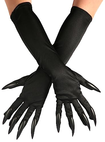 LUTER Krallen Handschuhe Halloween, Schwarze Krallenhandschuhe Kostüm Lustige Katzenklauenhandschuhe Cosplay Wolfsklauenhandschuhe für Halloween Cosplay Party