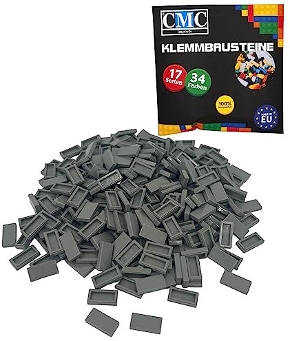 100 x Klemmbausteine Fliesen Tiles Bausteine 1x2 Noppen Kompatibel 34 Farben freie Farbenwahl (280 - Grau)