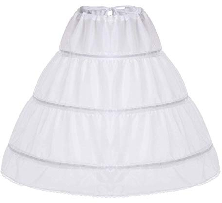 Papoopy Girls Petticoat with 3 Hoops, Full Slip Crinoline Skirt for Dress