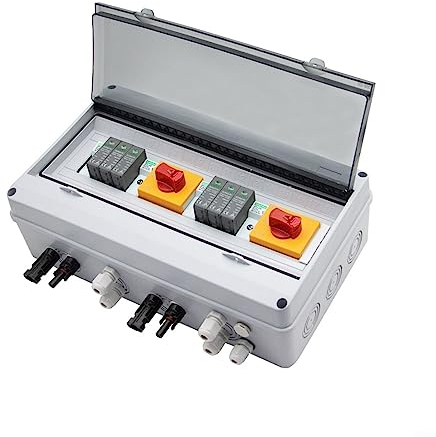 EpheyFIF Solar PV Combiner Box, 1000V Solar PV Combiner Box 2 in 2 out Outdoor Wasserdichte Kunststoff Verteilerkasten Sonnensystem