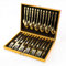 Besteck Set für 6 Personen, OGORI 30 teilig Besteck Edelstahl Gold, mattgoldenes Besteckset mit Messer, Gabel, Löffel,Besteck Edelstahl Spiegelpoliert（Griff quadratisch）