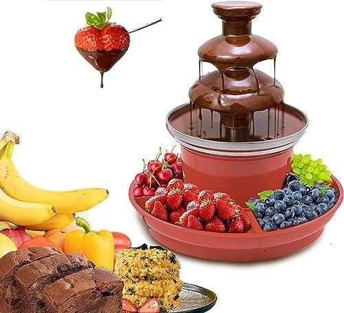 Fuente De Chocolate, Mini Máquina De Fuente De Chocolate De 3 Niveles, Bandeja De Servicio Extraíble, Fuente De Fondue De Chocolate Eléctrica De Acero Inoxidable Para Queso Nacho, Salsa Barbacoa