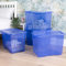 Wham Crystal 4x 80L Plastic Storage Boxes with Lids Tint Spectrum Blue. Large Size, Strong (Pack of 4, 80 Litre). Made in the UK