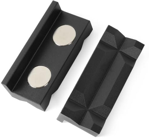 BARTOO Aluminum 4 Vise Jaws Pads, Magnetic Reversible Pipe Vise, AN Fitting Vice Jaw Covers, Professional Grade Multi-Purpose Vise Jaw Protective Inserts for Any Metal Bench Vice (4, Upgrade-Black)