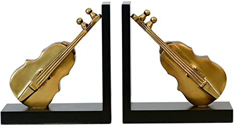 GRFIT Buchstützen Buchstützen aus reinem Messing, Violine, kreative Ornamente, Bücherregal, Wandschrank, Weinschrank, TV-Schrank, Buchstützen, Bürozubehör Book Holder Halter