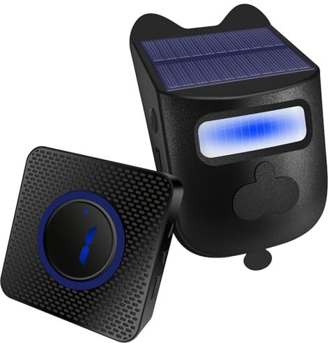 Alarme d'allée Solaire - Détecteur de Mouvement Alarmes d'allées sans Fil pour l'extérieur imperméable 600 Pieds Alarme Maison pour Garage Jardin et Bureau (1 Récepteur +1 Détecteur de Mouvement)