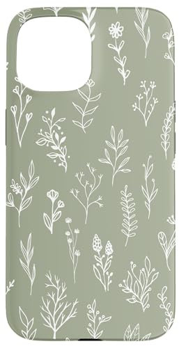 iPhone 15 Cute Sage Green Wildflower Cottagecore Aesthetic Flower Case