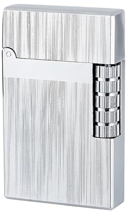 Retro Gas Feuerzeug Silber Gebürstet Metall Soft Flamme Reibrad Stein Seitenrad Geschenk Box Etui Vintage Look