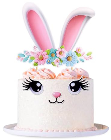 2-Sätze Kaninchenohren Tortendekoration Dekoration Kaninchen OstereierKaninchen Cupcake Toppers Baby Party Geburtstagsfeier Picks für Ostern Themenparty Party Kuchen Dekorationen Zubehör