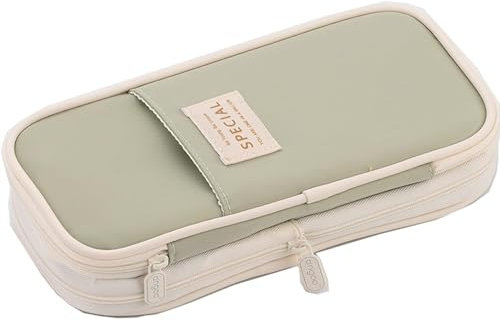 EASTHILL Big Capacity Pencil Pen Case Office College School Large Storage High Capacity Bag Pouch Holder Box Organizer Khaki, GREEN, Travel Accessories