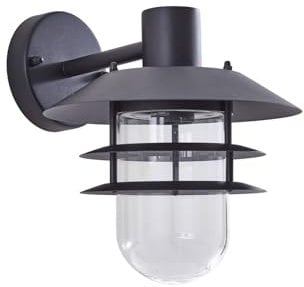 Lindby Wandleuchte außen Meliora (spritzwassergeschützt in Schwarz aus Metall (1 flammig, E27) - Außenwandleuchten Wandlampe Led Außenlampe Outdoor für Außenwand/Hauswand Haus Terrasse