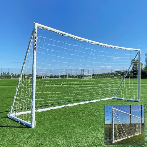 QUICKPLAY Q-Fold - Porta da calcio pieghevole in 30 secondi, in uPVC resistente alle intemperie, dimensioni regolamentate 16 x 7, resistente, per adulti e bambini