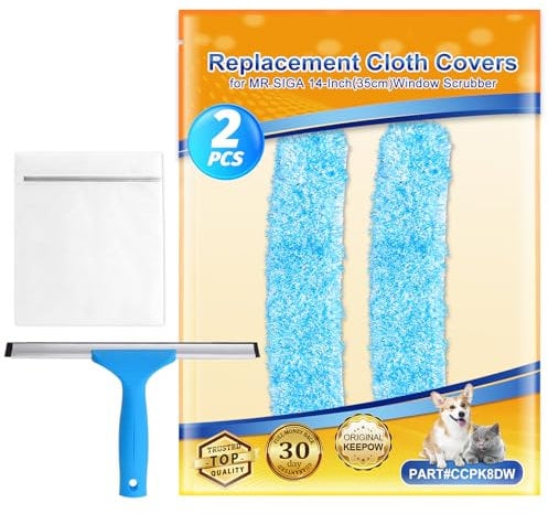 ZaKaBox Universal 35 cm Window Cleaning Equipment Microfiber Cloth, Reusable for MR.SIGA Window Squeegee, 14 inch for SWISSPACK Squeegee, 35 cm for Unger Window Cleaner, 14 Shower Squeegee Cloths