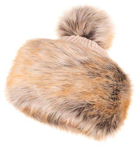 Futrzane Classic Bommel Mütze - Fellmütze Damen - Russen Wintermütze aus Pelz (M, Rotbraun Classic)
