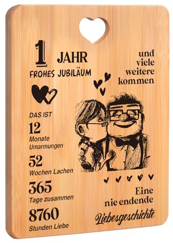 1. Hochzeitstag Geschenk, Geschenk Zum 1. Hochzeitstag - Bambus Schneidebrett Geschenke, Glücklich 1. Jahrestag Geschenk für Frau Mann Paare, 1 Hochzeitstag Geschenke