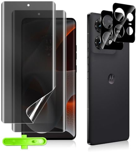 MokaZii Protector de Pantalla para Motorola Edge 50 Pro 5G, [2+2 Piezas] Privacidad Film + Cristal Templado Protector Lente Cámara, 9H Dureza, Anti-Espion TPU Protector de Pantalla para Edge 50 Pro