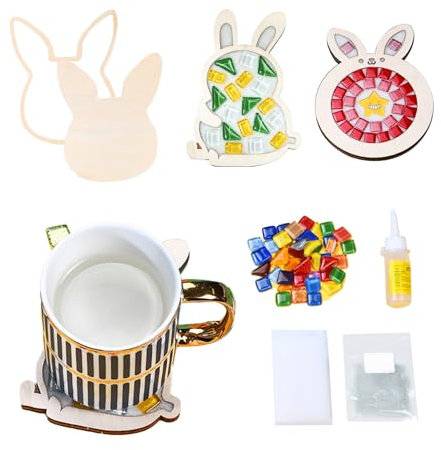 Tangger 2 Pcs Kit Mosaique, Sous-Verres En Mosaïque, Pour Bricolage Artisanat Kits Plateau Décoratif Cadeaux d'anniversaire Pour Filles, Fournitures d'art, Kit d'activités Pour Enfants et Adolescents