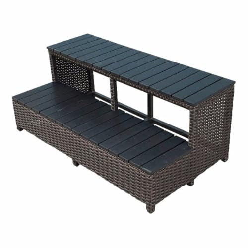 CANADIAN SPA CO. Escalier de Piscine Marches de Piscine, 106 cm, Marchepied pour spas carrés et Hot Tub, Collection de Meubles de Bord, en Plastique Aspect Bois et rotin