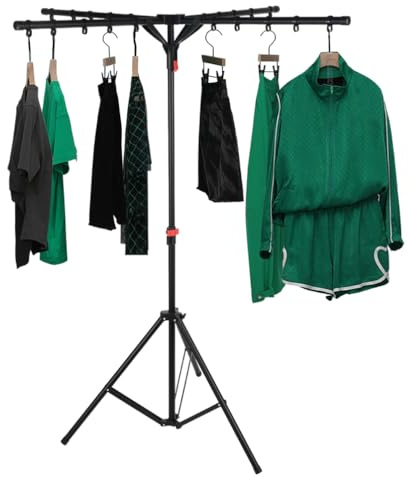BAOYOUNI Wäscheständer Klappbarer Kleiderständer Platzsparendes Wäschetrockner Bügelwäscheständer Aufhängelänge 125,3cm Höhenverstellung 96,6-158cm für Drinnen und Draußen