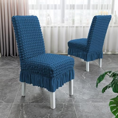 XXDUNQFE Moderne Solid Color Stuhlhussen Abnehmbarer Satz von 2 Komfort Möbel Protektor Anti-Rutsch Maschine Waschbare Esszimmer Stuhlhussen für Küche Hochzeit