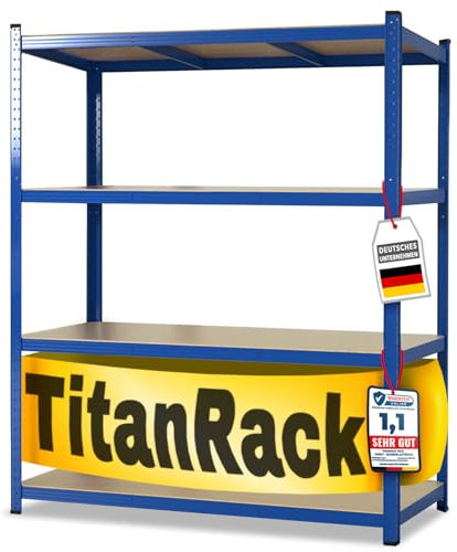 KARAT Schwerlastregal XXL, blau 177 x 200 x 60 cm, Lagerregal für Garage, Keller und Werkstatt - Steckregal, Weitspannregal, Kellerregal, Werkstattregal (TitanRack Big)